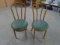 2 Matching Round Seat Wooden Chairs