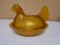 Vintage Indiana Glass Amber Hen on the Nest