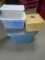 3pc Group of Storage Containers & Wooden Storage Box