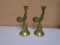 Pair of Brass Chicken Bell Candle Holders