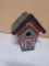 Hand Painted Metal Roof Wooden Bird House