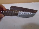Custom Handmade Damascus Blade Knife w/ Leather Sheaf