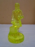 Diamond B Vaseline Glass Colonial Man Figurine