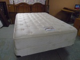 Queen Size Bed Complete w/ Spring Air Back Supporter All White No Flip Mattress