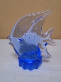 Blue Art Glass Fish Paperweight