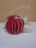 Red Art Glass Fish Paperweight