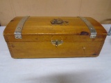 Vintage Cedar Keepsake Box w/ Ship On Top