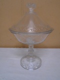 Vintage Glass Pedistal Covered Compote