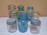 Group of 9 Assorted Vintage Canning Jars
