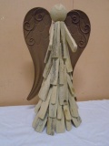 Metal Wing Driftwood Angel Statue