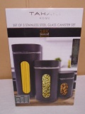 Tahari Home 3pc Set of Stainless Steel Food Storage Canisters