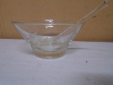 Etched Crystal Bowl w/ Glass Spoon