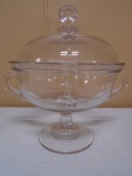 Antique Eapg Labelle Glass Shell & Dart Lidded Compote