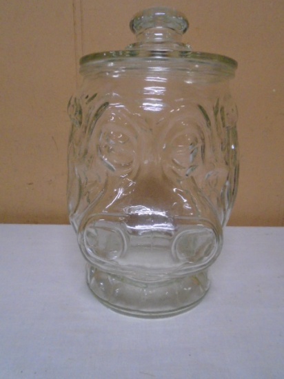 Large Glass Hippo Covered Jar