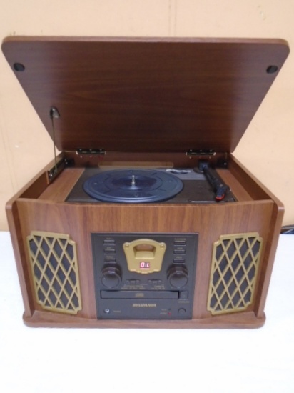 Sylvania AM/FM/CD/ Turntable Woodcase Table Stereo