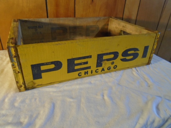 Vintage Yellow Chicago Pepsi Crate