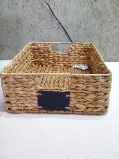 Light Brown woven basket with name plate
