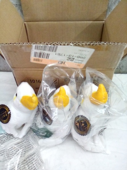 FAO Schwartz Toy Plush Cockatiel 6in White/ Yellow qty 3