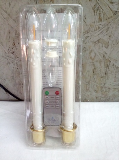 Bethlehem Lights set of 2 Cordless Window Candles with Polished brass