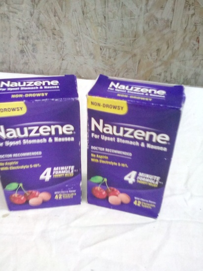 Nauzene Non Drowsy for upset stomach and Nausea 42 chewable x 2