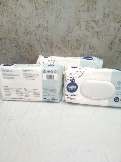 Millie Moon Sensitive Wipes qty 72 wipes x 3