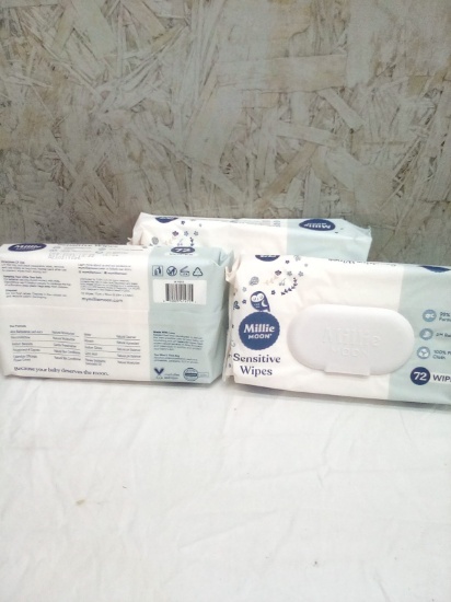 Millie Moon Sensitive Wipes qty 72 wipes x 3