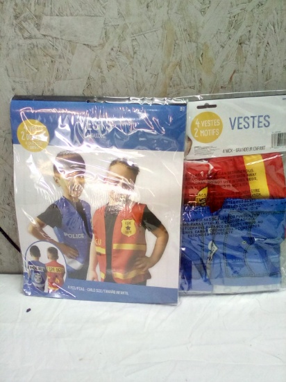 Costume Fire Dept and Police Vest qty 2 each Child size