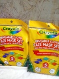 Crayola Reusable Cloth Face Mask set and Mesh Laundry Bag 2 bags 5 each