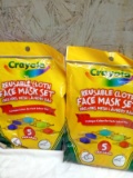 Crayola Reusable Cloth Face Mask set and Mesh Laundry Bag 2 bags 5 each