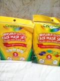 Crayola Reusable Cloth Face Mask set and Mesh Laundry Bag 2 bags 5 each