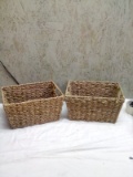 Set of 4 Seagrass Storage Tote Baskets, Laundry Organizer w/ Insert Handles