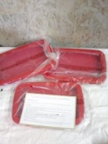 Food flex set of 3 flat food Storage containers red