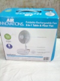 Air Innovations Foldable Rechargeable fan 2in 1 table and floor fan