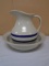 RRP Co Roseville, OH Double Blue Band Crock Pitcher & Bowl Set