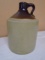 Vintage Brown Over White Crock Jug