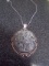 Ladies German Silver & Serpenite Pendant & Necklace