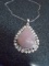Ladies German Silver & Rose Quartz Pendant & Necklace