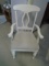 White Painted Wooden Arm Chair w/ Upholstered Seat