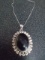 Ladies German Silver & Black Onyx Pendant & Necklace