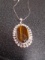 Ladies German Silver & Tiger Eye Pendant & Necklace