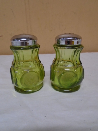 Vintage Fostoria Coin Glass Salt & Pepper Shaker Set