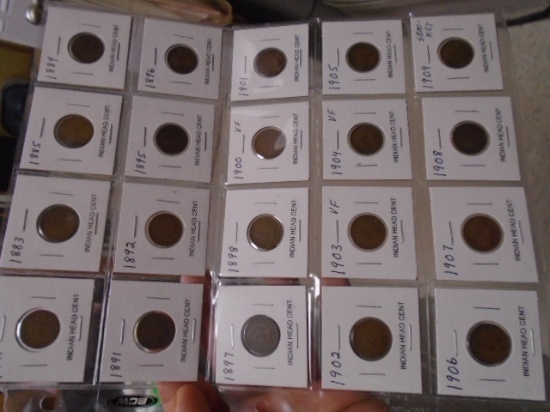 Group of 20 Assorted Date Indian Head Cents