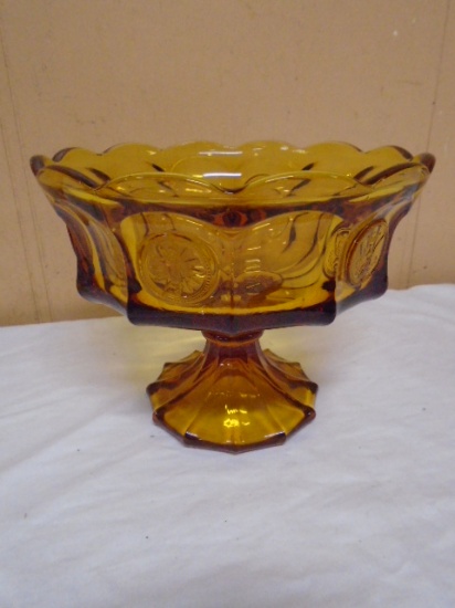 Vintage LE Smith AmberinaMoon & Stars Style Large Compote