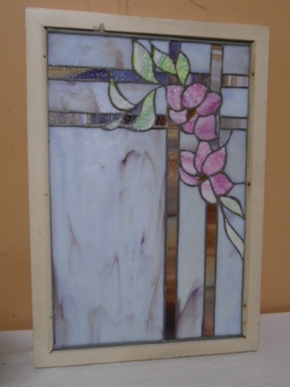 Beautiful Wood Framed Stained Glass Piece