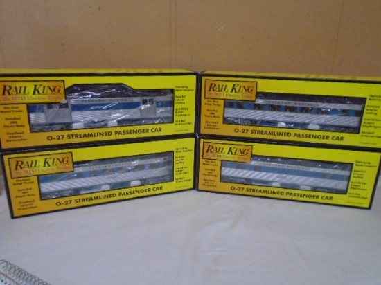 4pc Group of Rail King O Gauge Streamlined Passenger Cars