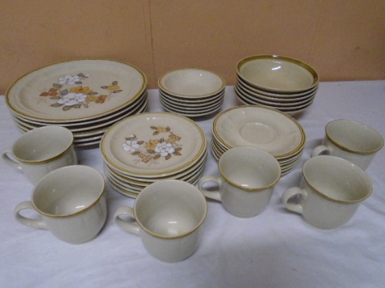 36pc Place Setting For 6 Crown Manor Autumn Blossom Stoneware
