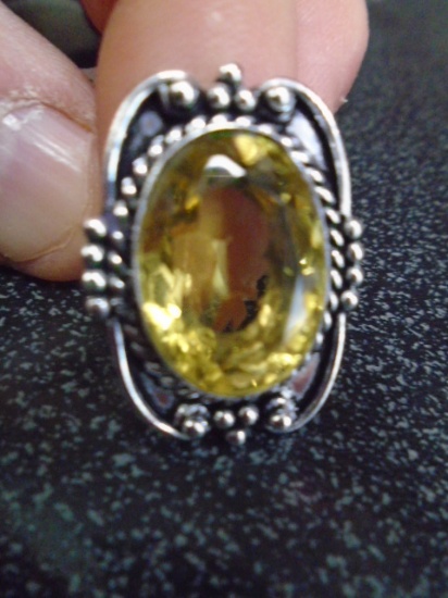 Ladies German Silver & Lemon Quartz Ring