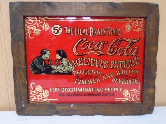 Wood Framed Coca-Cola Bar Mirror