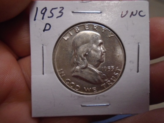 1953 D Mint Silver Franklin Half Dollar