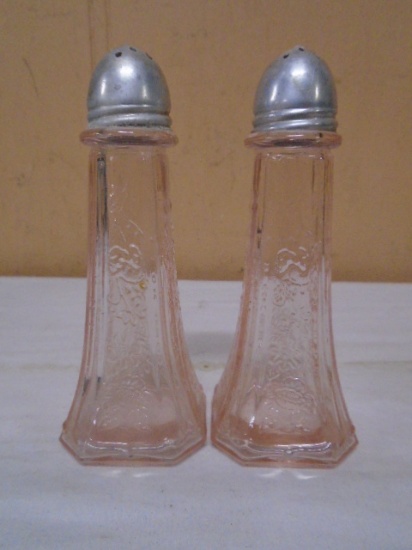 Set of Pink Depression Glass Salt & Pepper Shakers